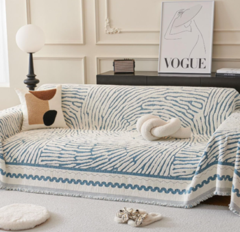 Thickened Striped Chenille Sectional Cover With Tassels