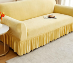 Stretchy, Non-Slip, Machine-Washable Velvet 3-Seater Cover With Skirt